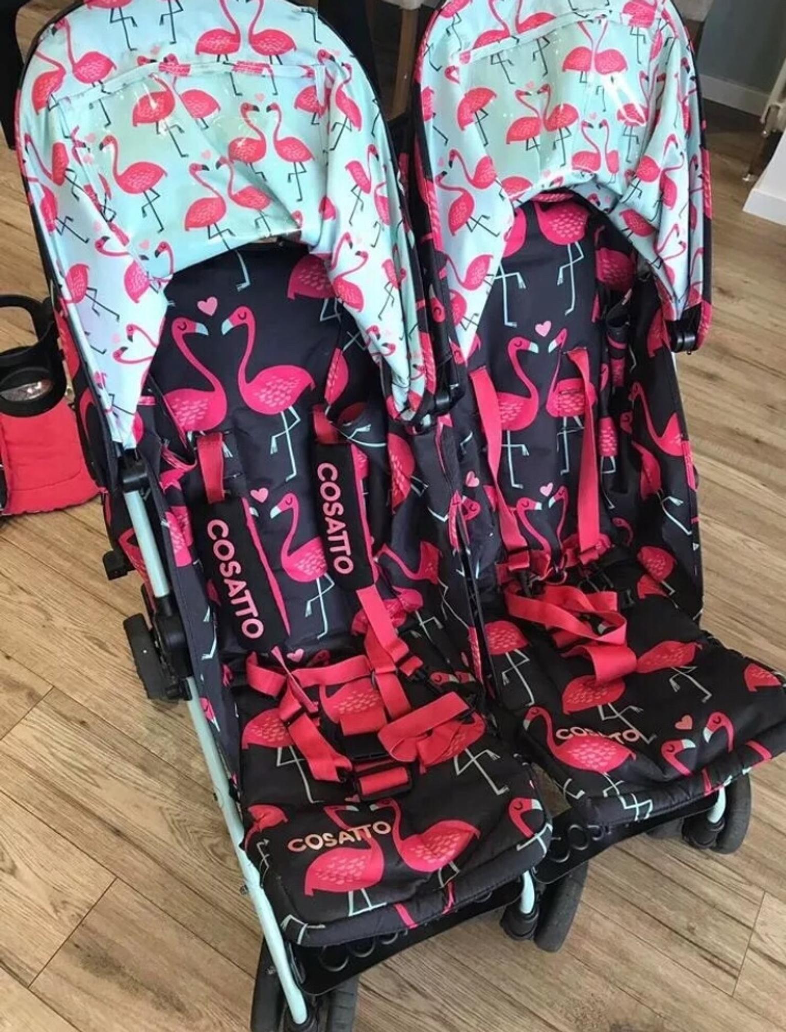 cosatto double stroller flamingo
