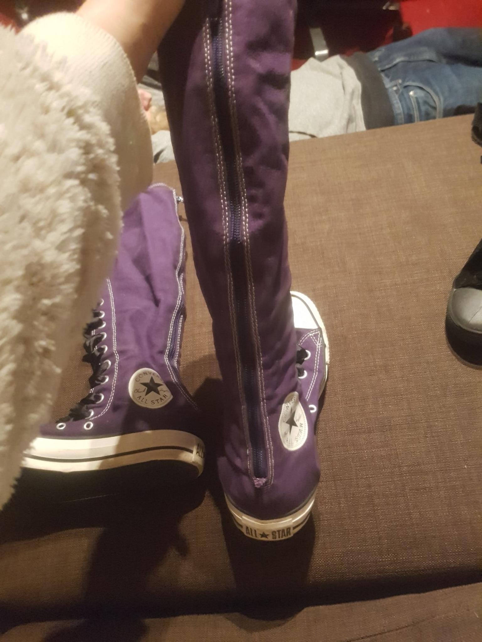 purple converse knee high boots