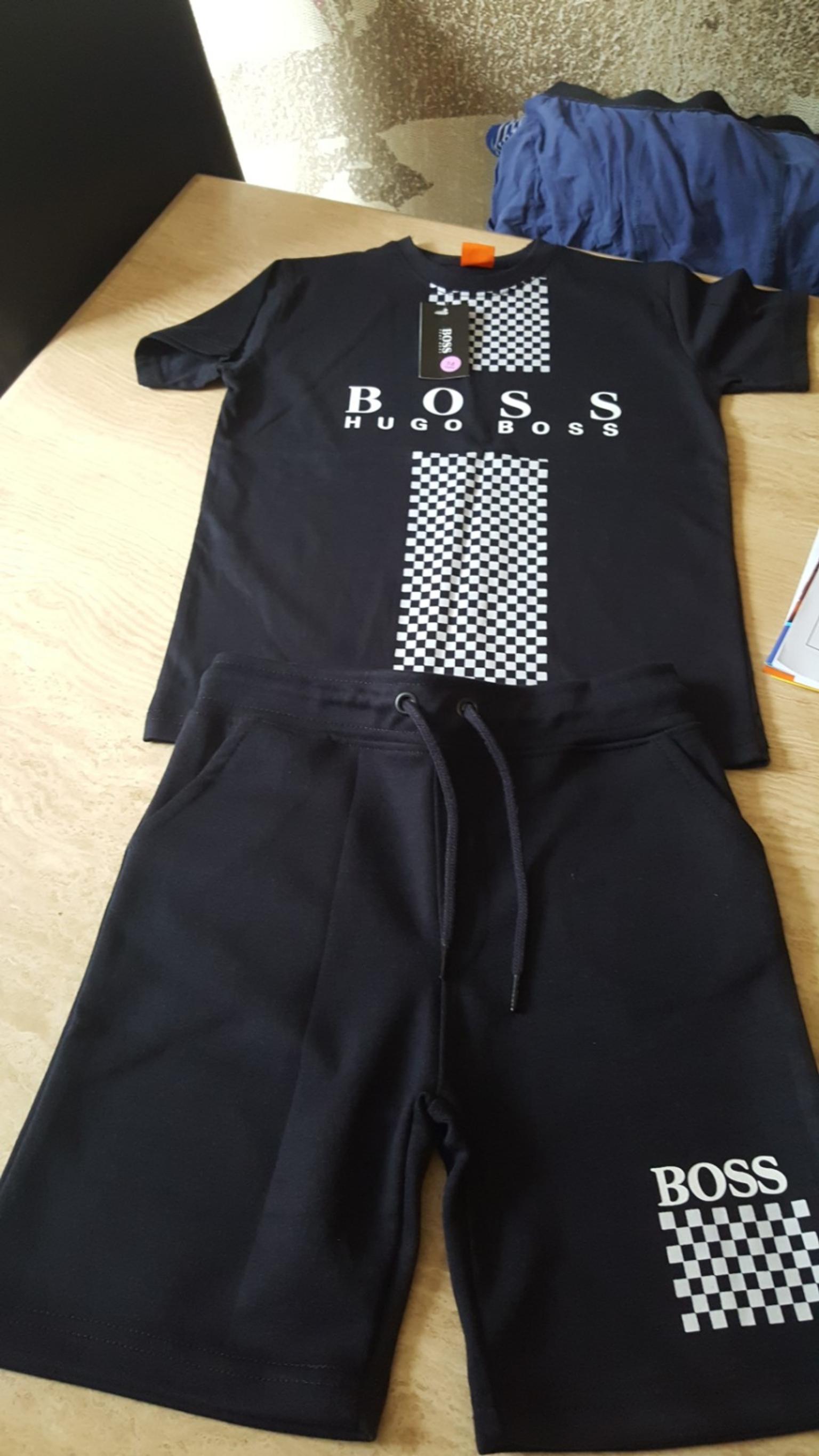 hugo boss shorts and t shirt set mens