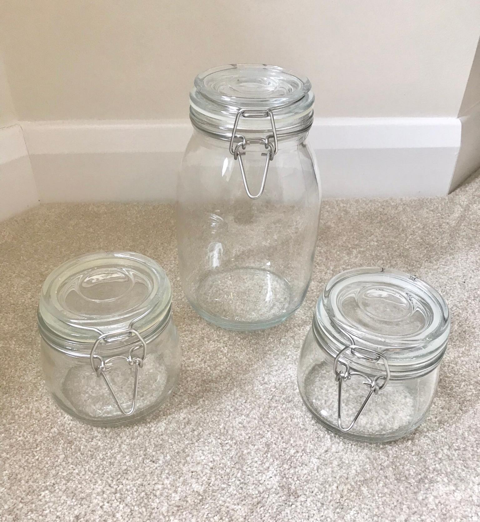Set Of 3 Ikea Glass Storage Jars Kitchen Food In South
