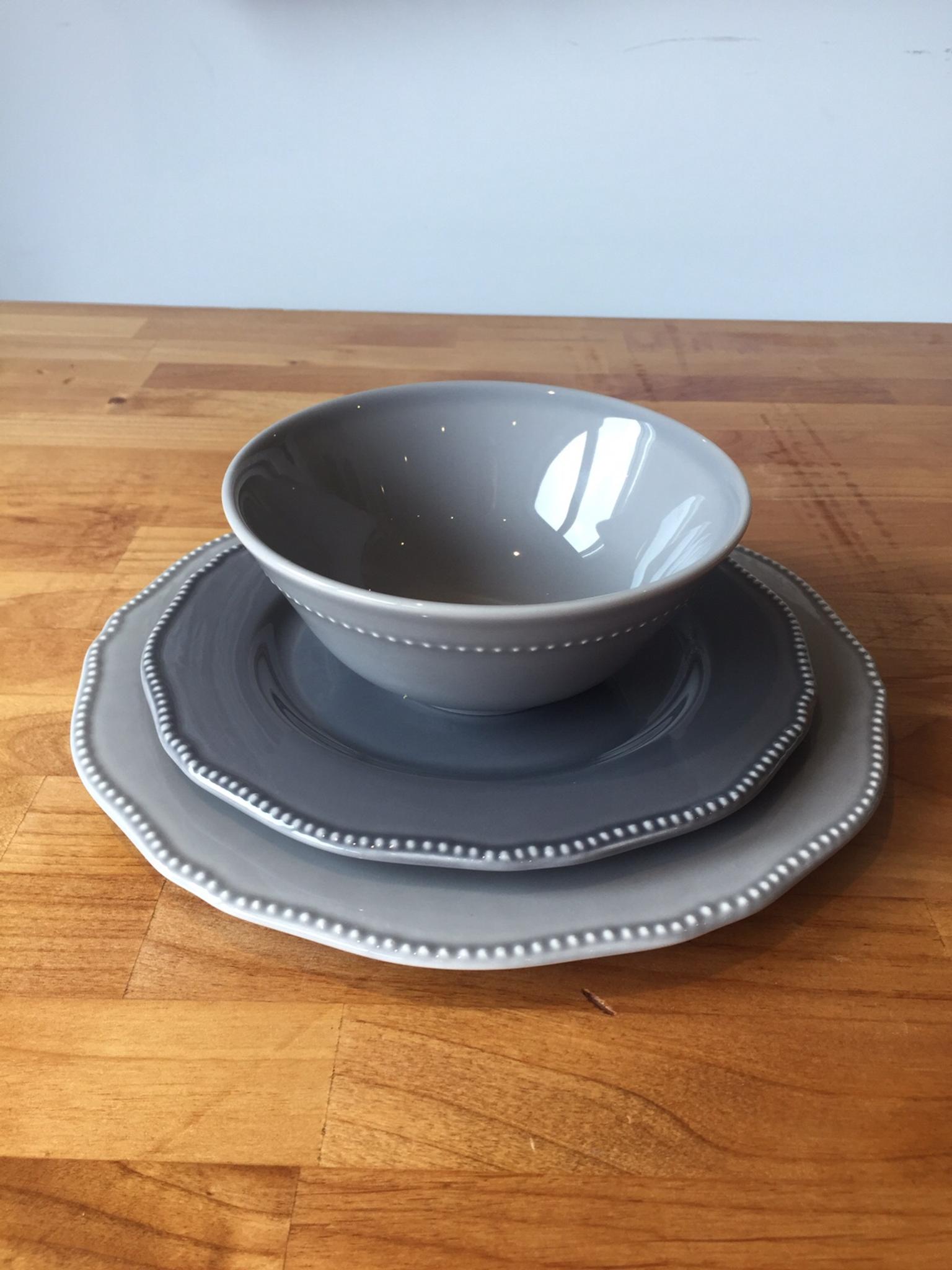 Grey Argos Home Palatial 12 Piece Dishwasher Safe Dinner Set