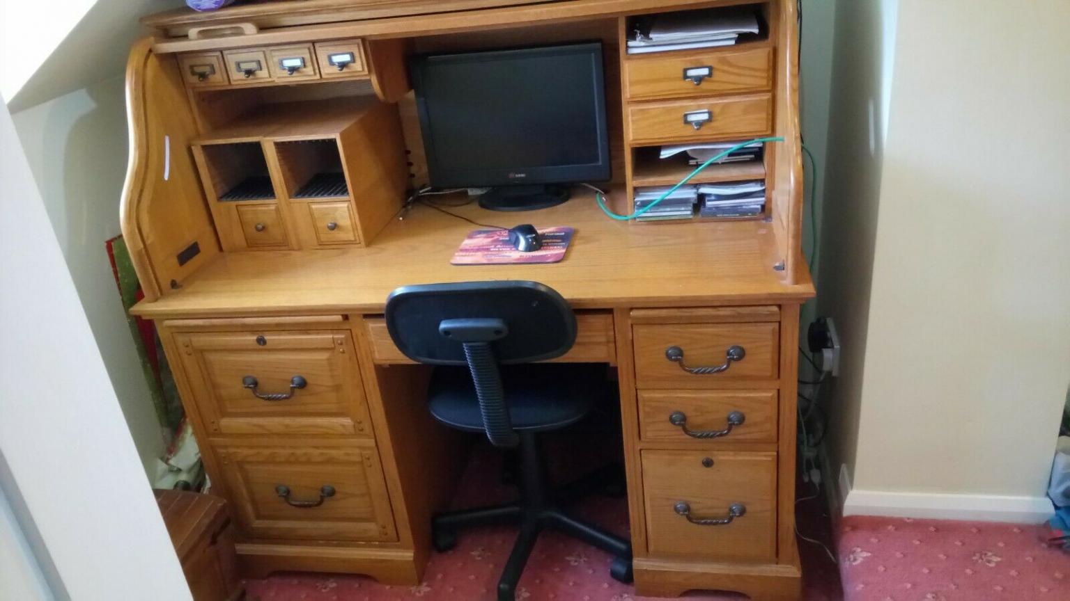 Great Rolltop Computer Writing Desk Bureau In Yo8 Selby Fur 99 00