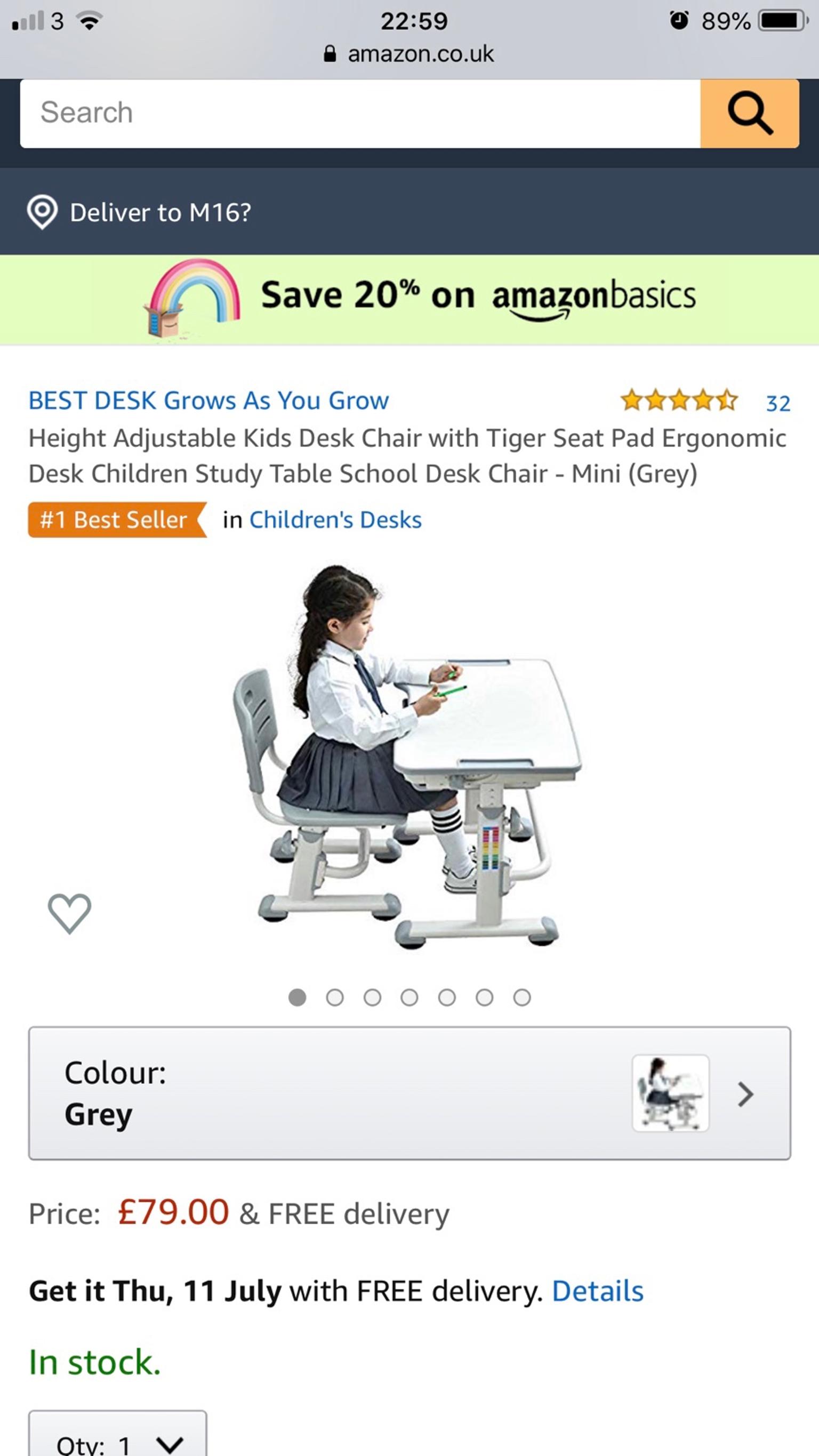 Desk Children Study Table School Desk Chair In M14 Manchester Fur