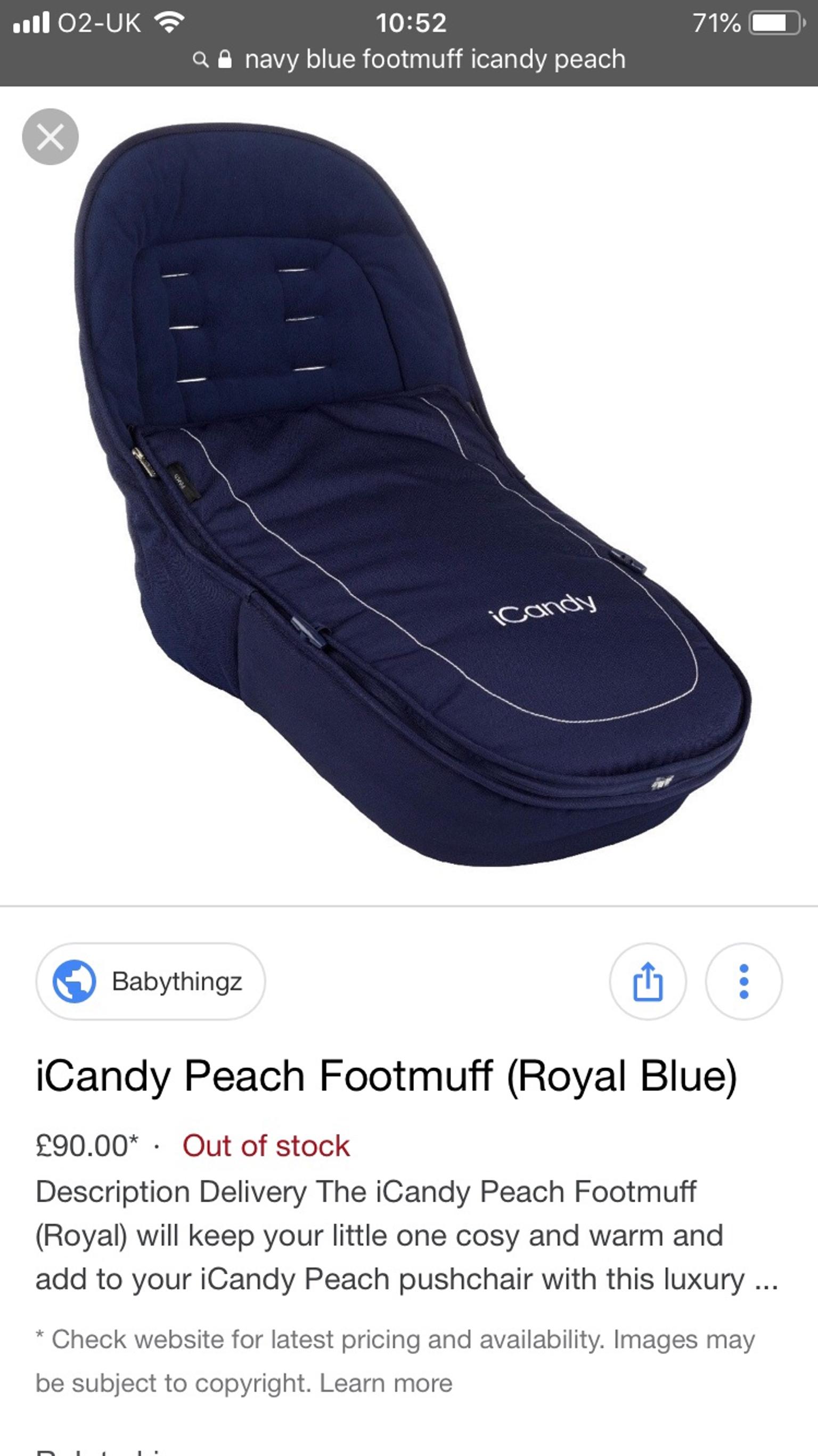 icandy peach royal blue footmuff