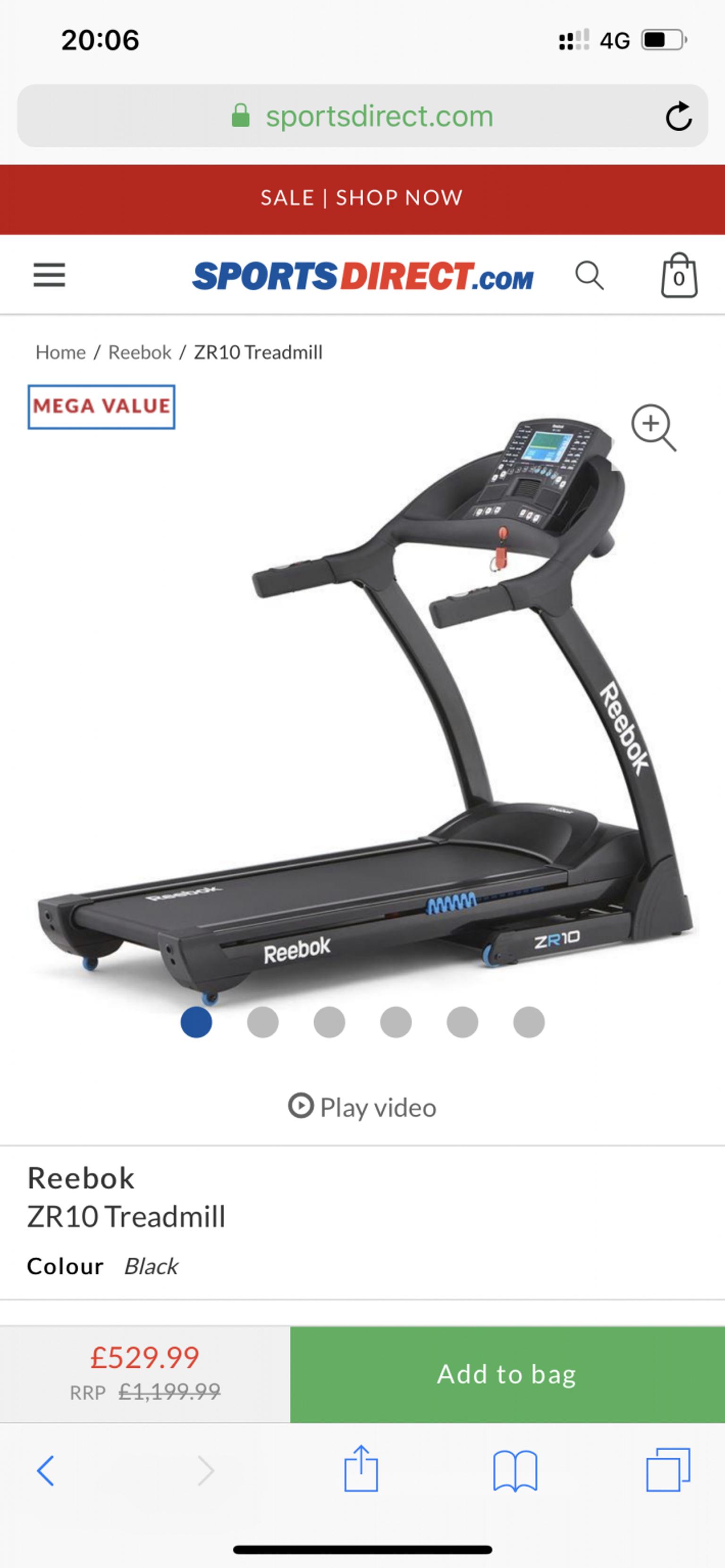 reebok zr10 treadmill for sale