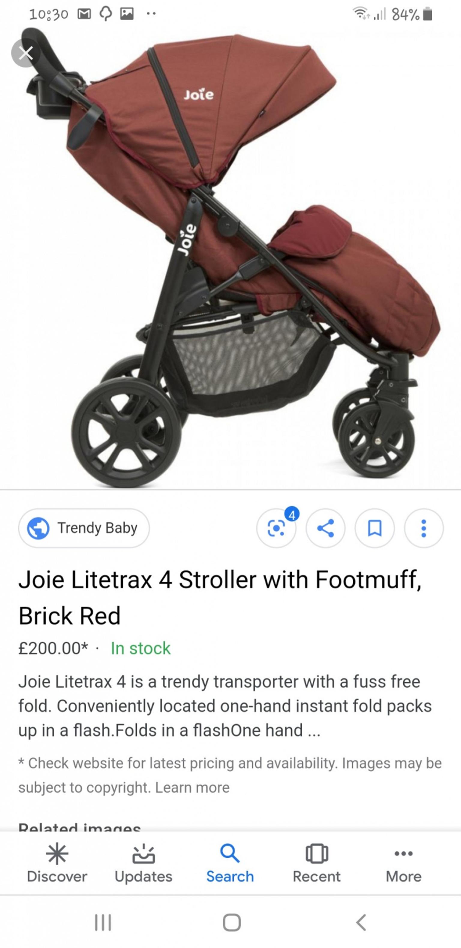 joie litetrax 4 wheel stroller brick red