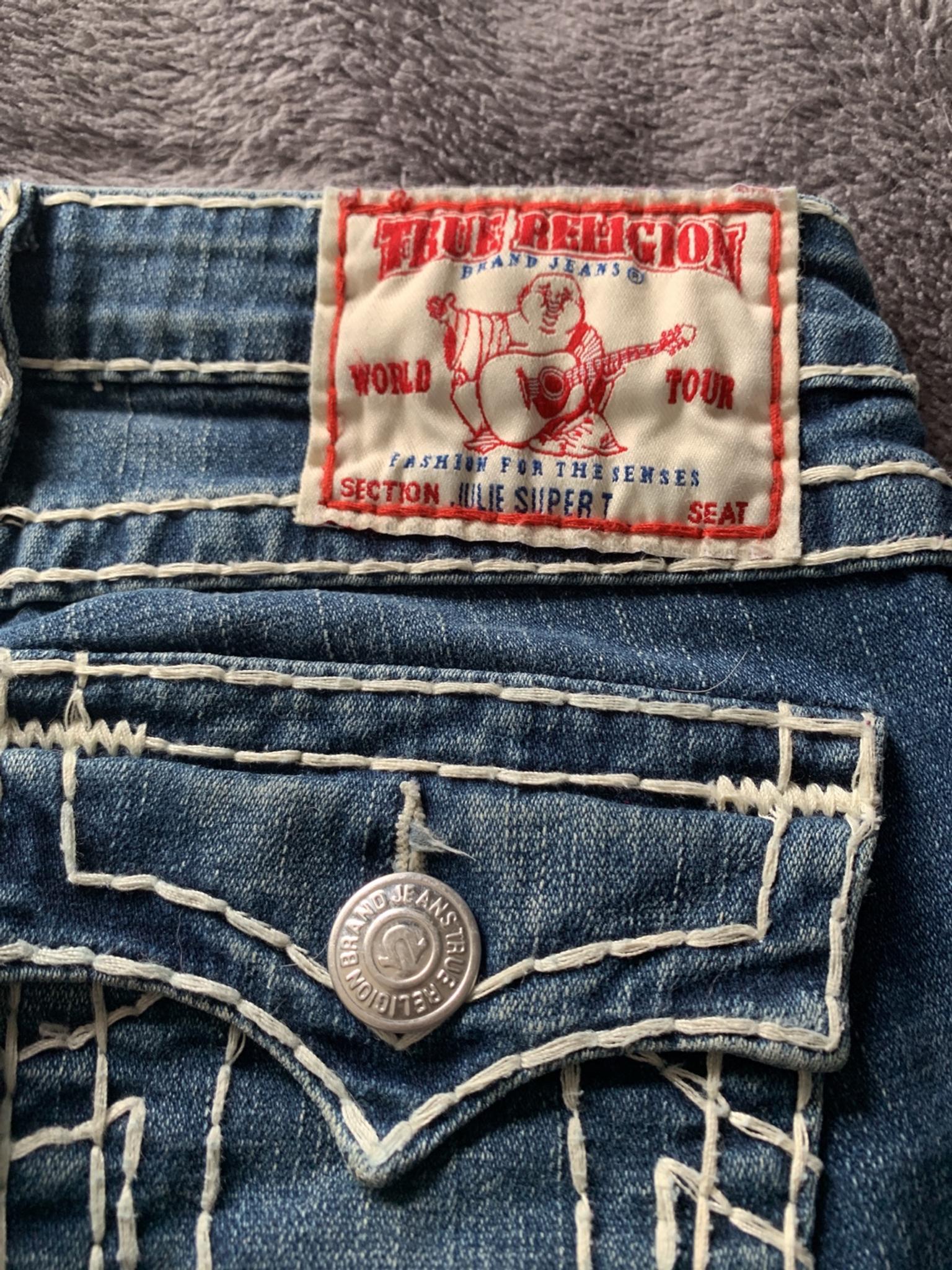 true religion jeans dark blue white stitching