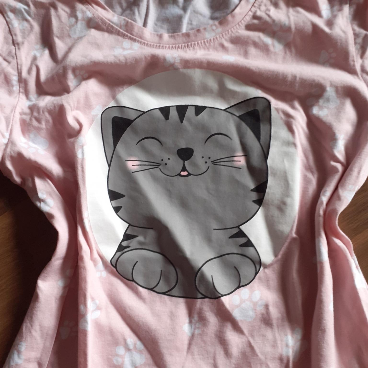 in grau oder pink Damen T-Shirt Größe S mit Katzen Motiv Shirt NEU