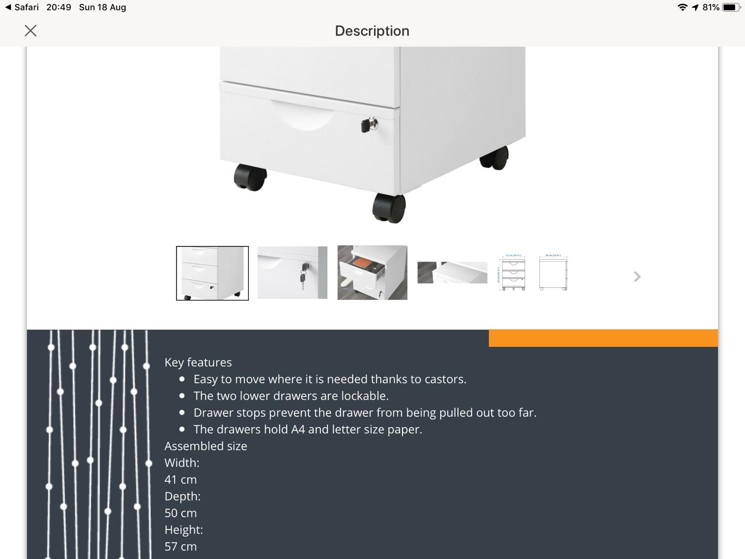 Ikea 3 Drawer Metal Filing Cabinet On Castors In Sk3 Stockport Fur