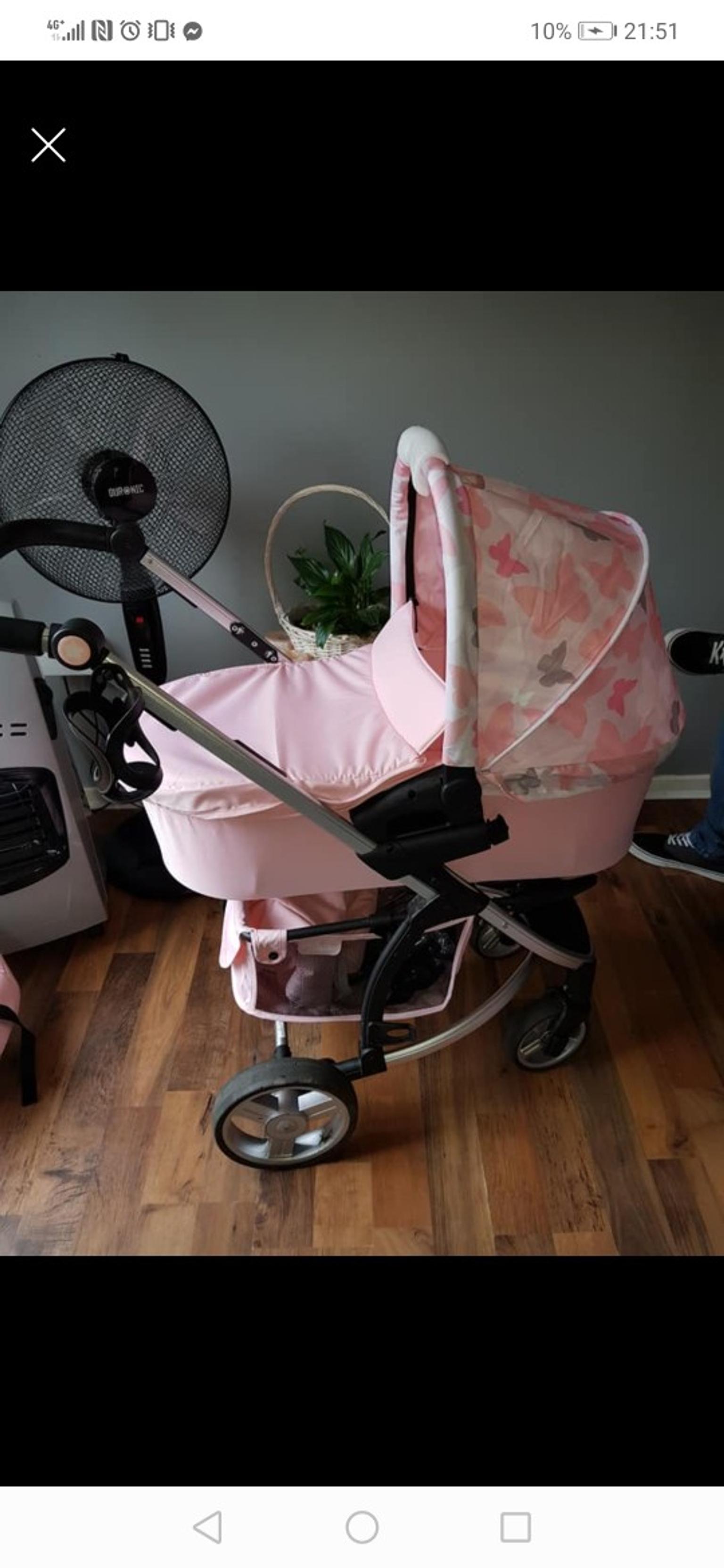 my babiie pink butterfly travel system