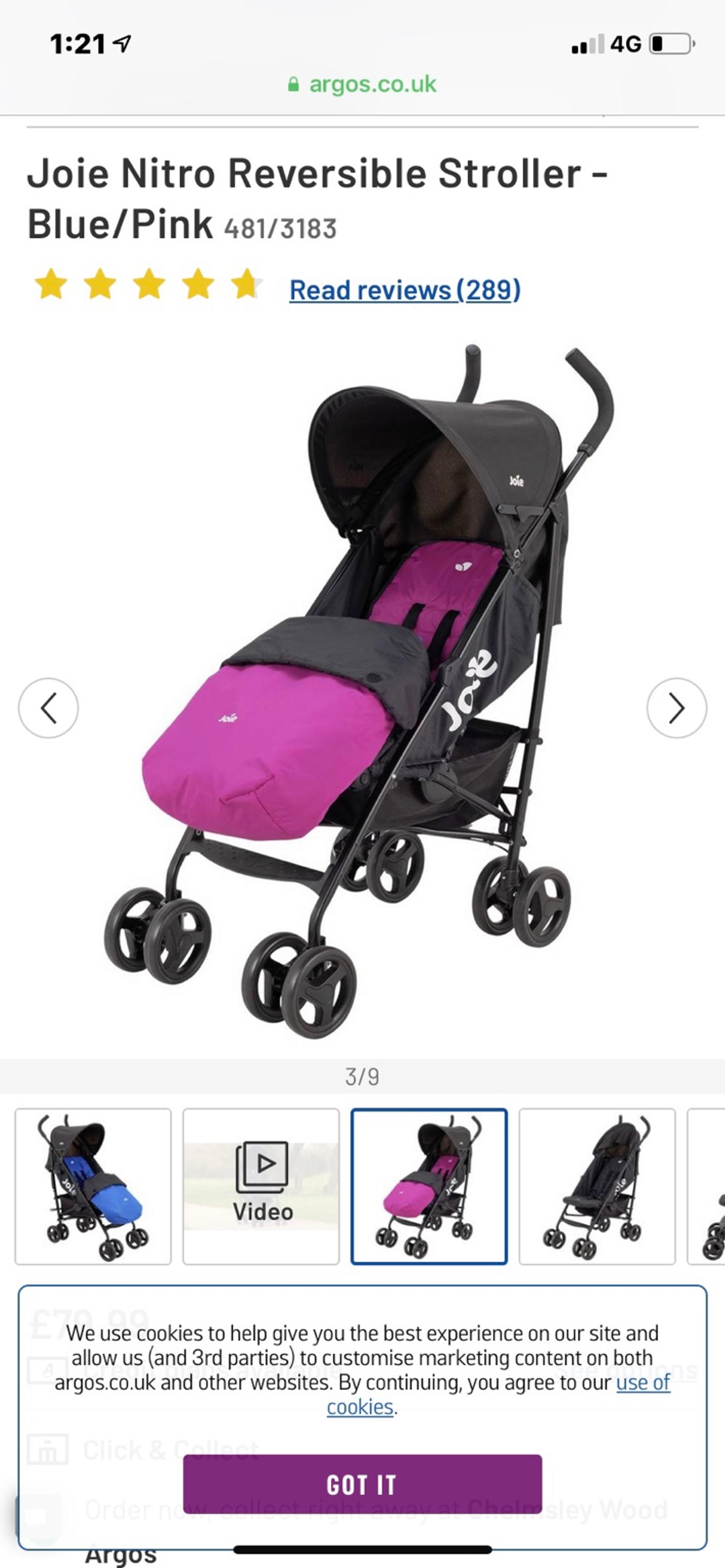 pink stroller with footmuff
