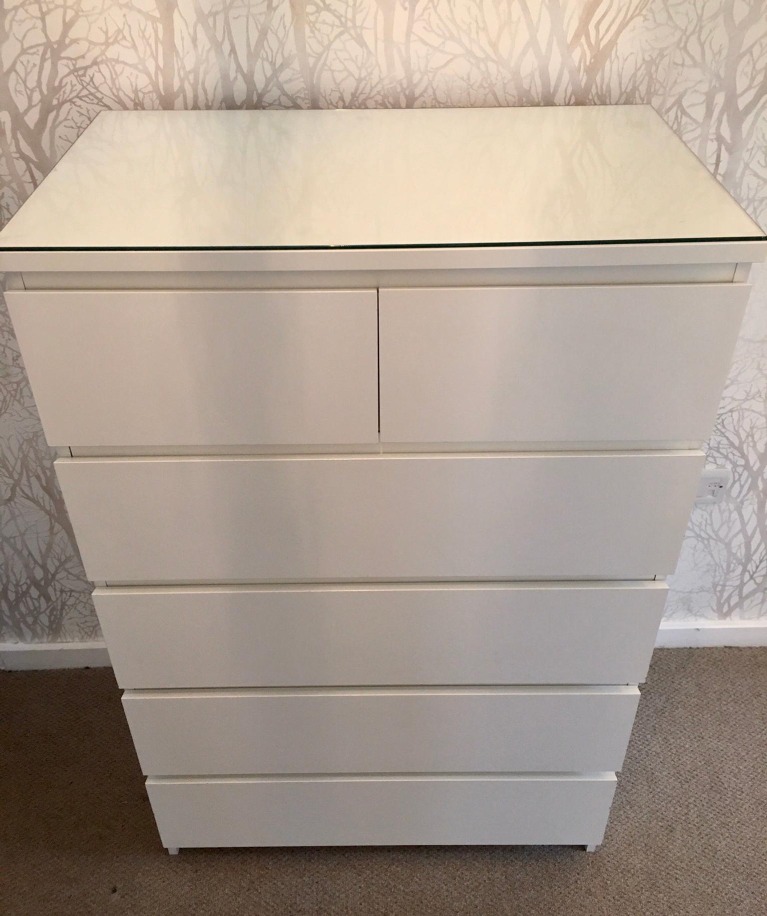 Glass Top White Gloss Malm 6 Drawer Chest In Se15 London For