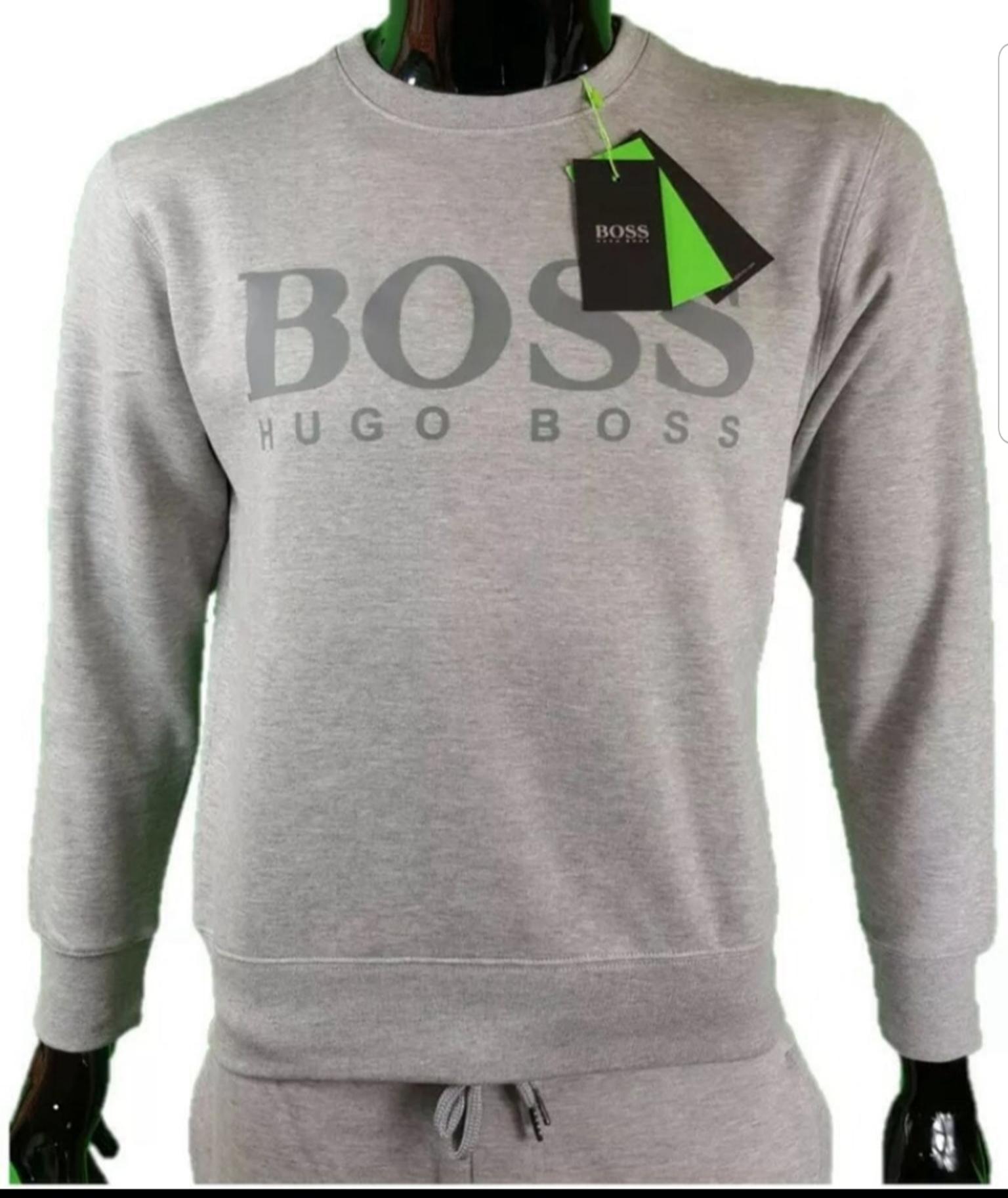 hugo boss tracksuit black and grey