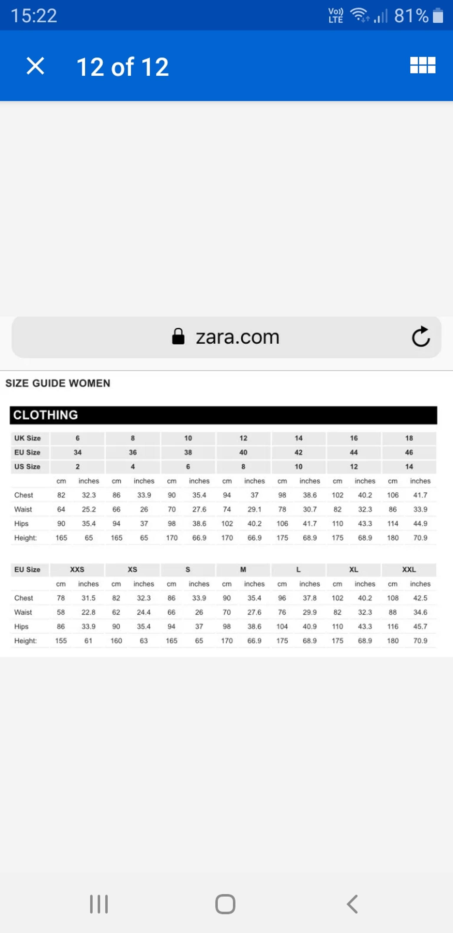 what size is xl in zara