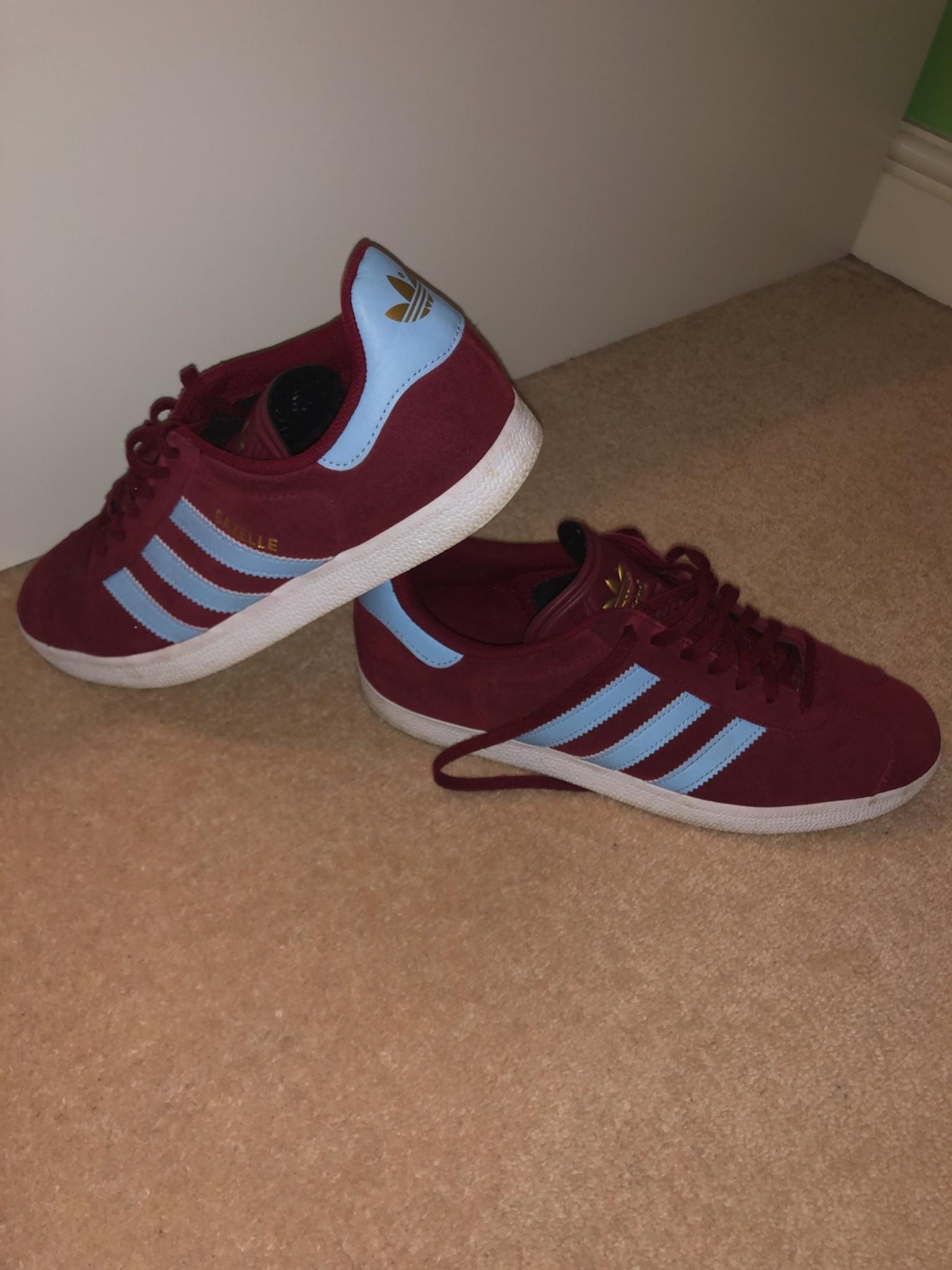 claret and blue trainers