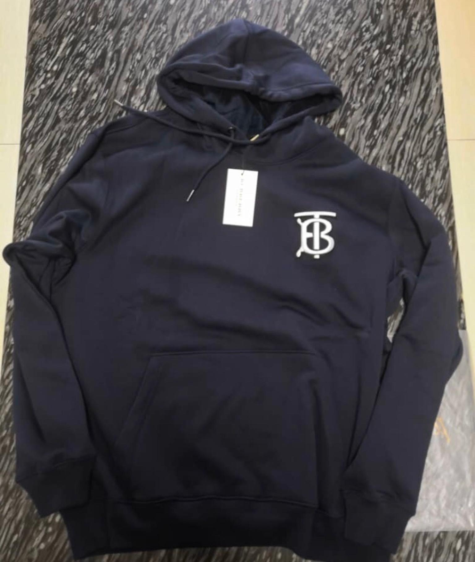 navy blue burberry hoodie