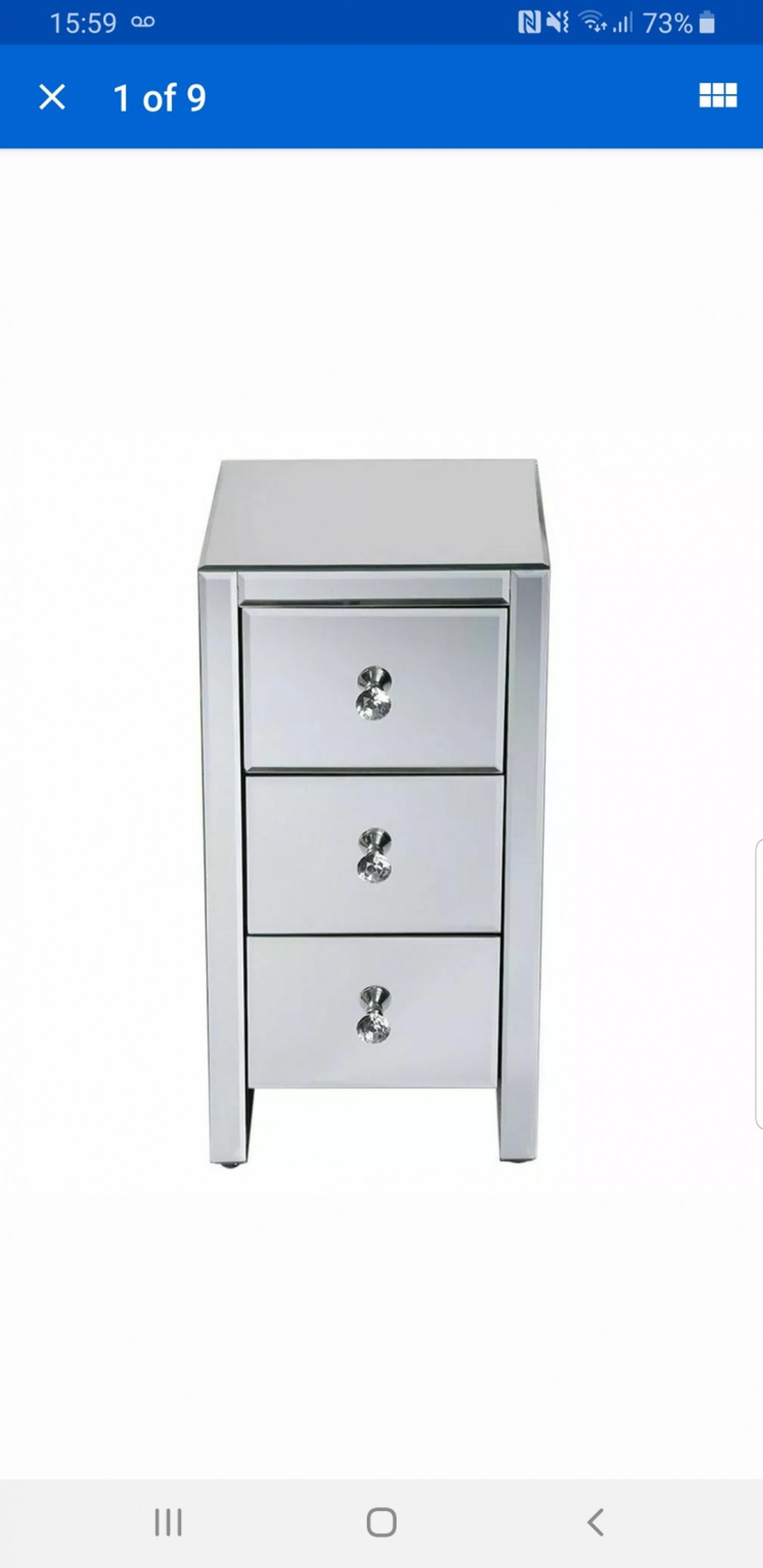Mirrored Glass Bedside Cabinets Table Chest 3 In Ub8 Hillingdon
