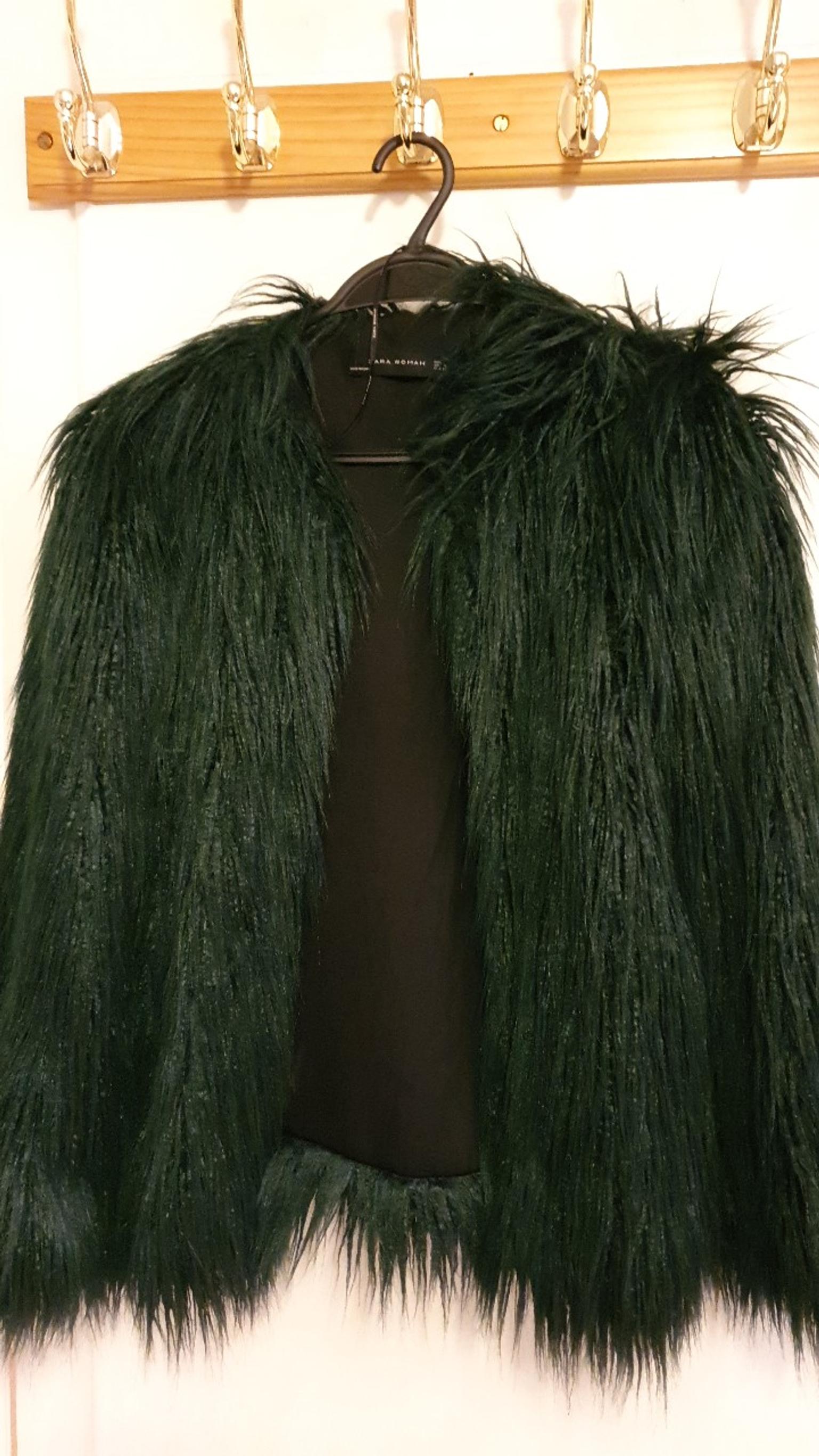 zara green fur jacket