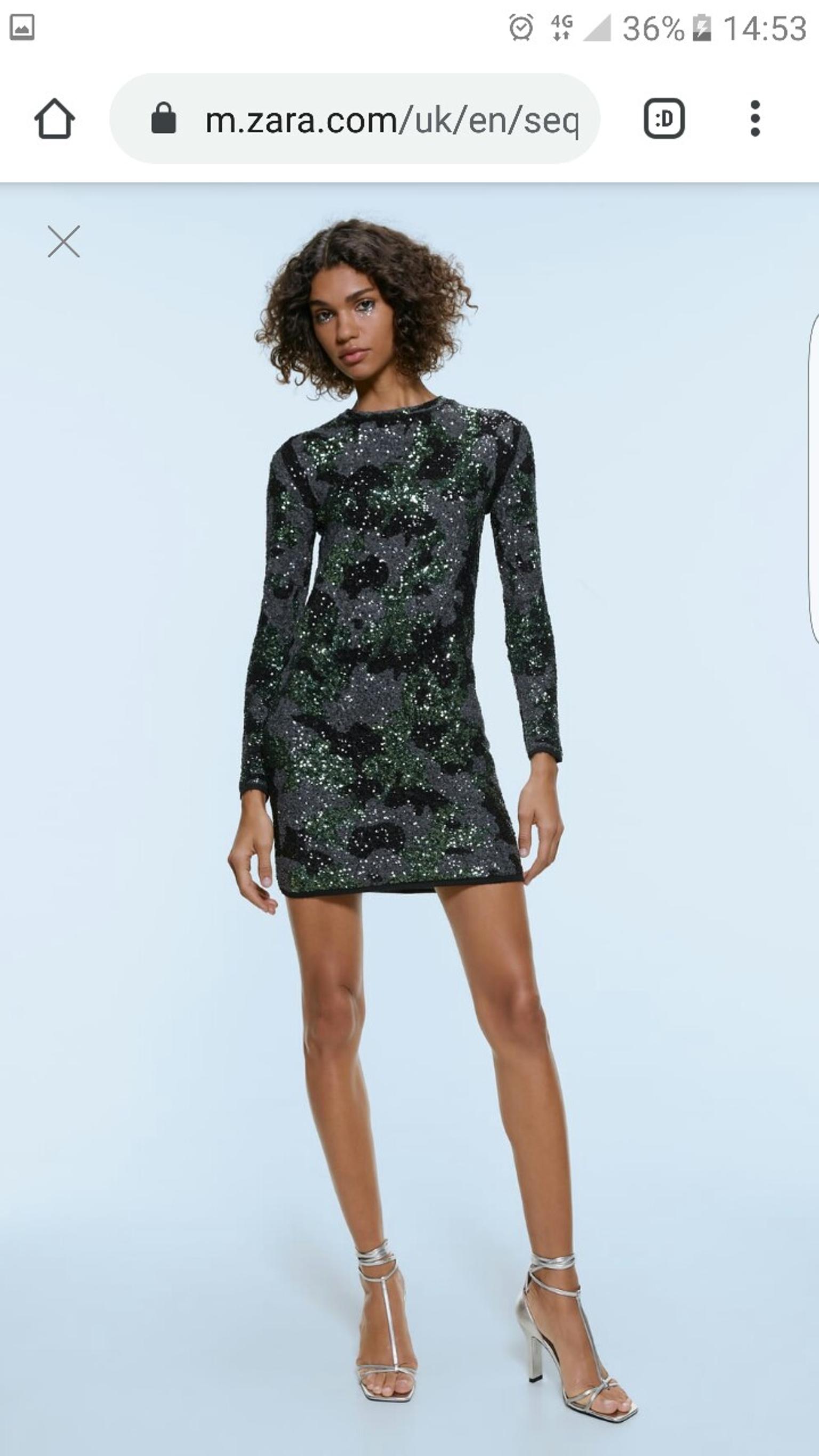 Zara grey/green sequin dress Size M in 