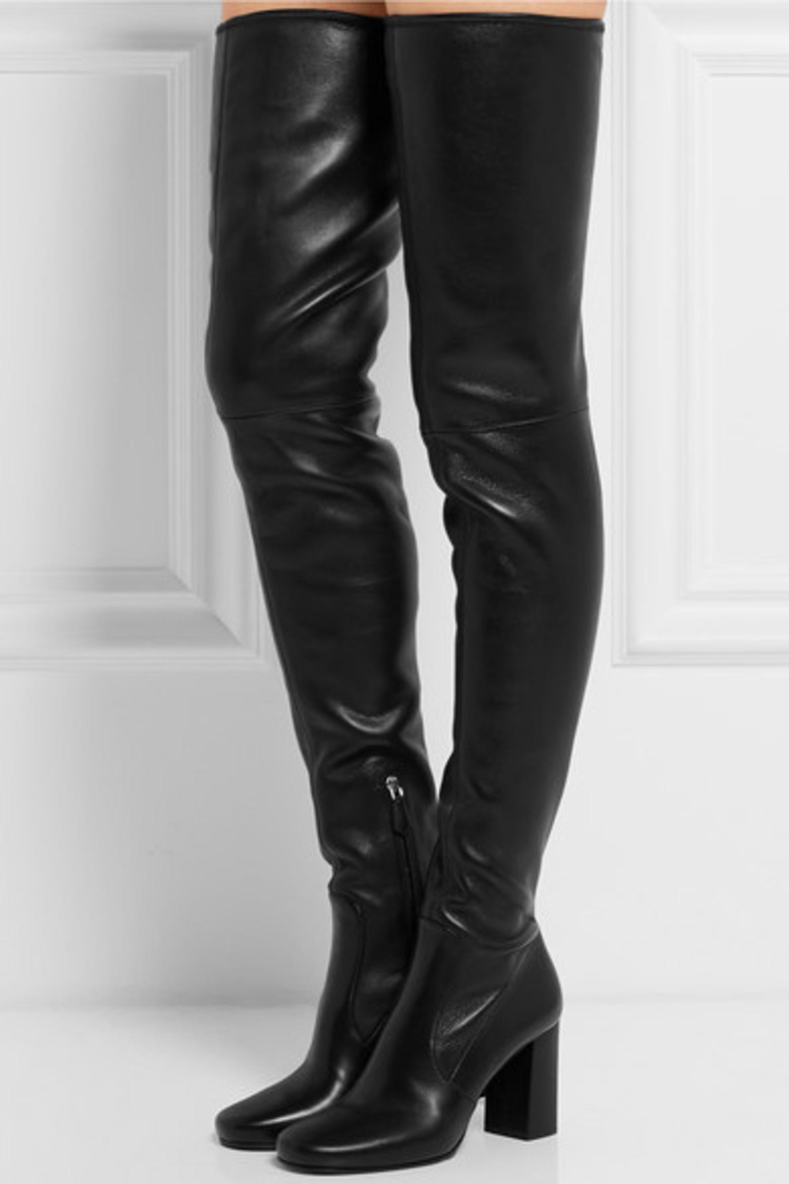 black leather boots thigh high