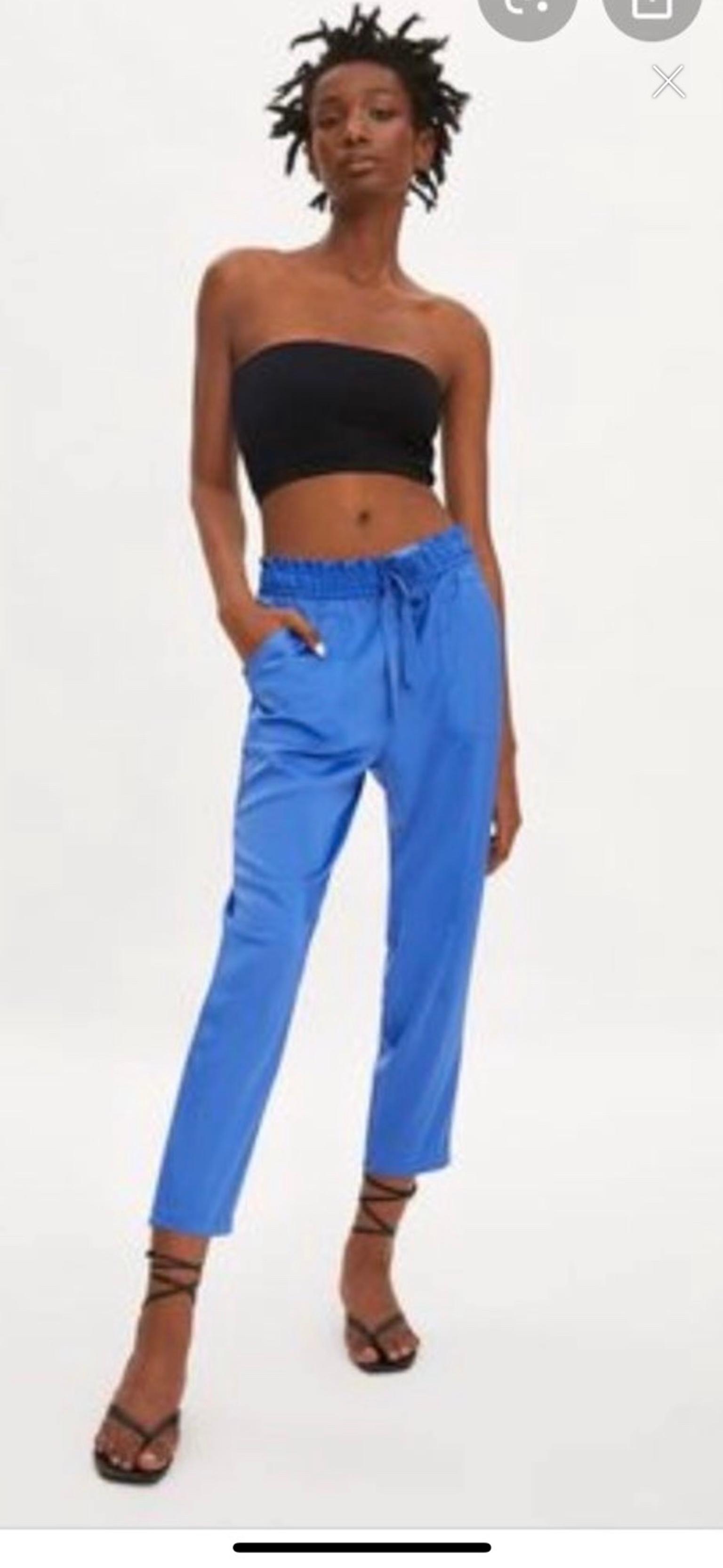 Zara blue silky look trouser pants 