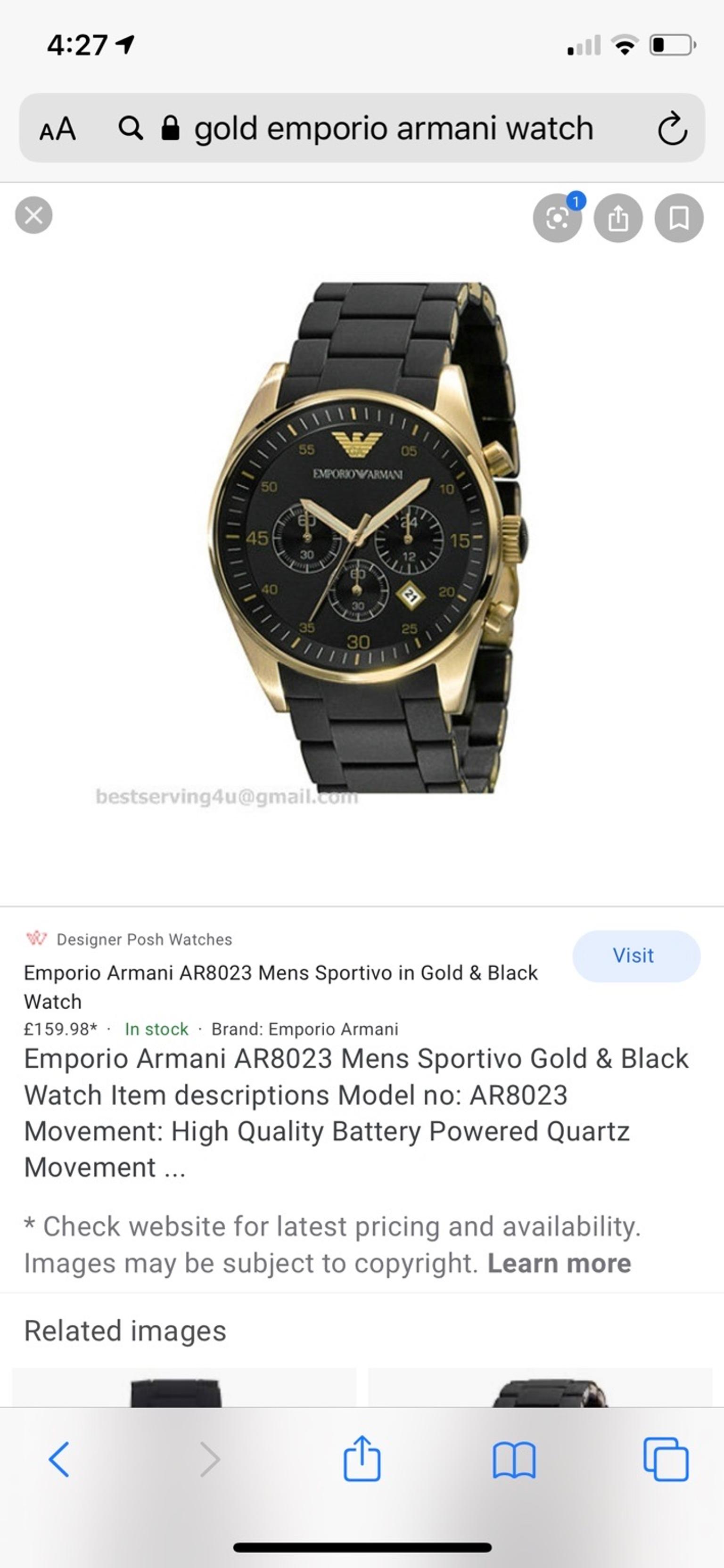 emporio armani watch battery replacement cost