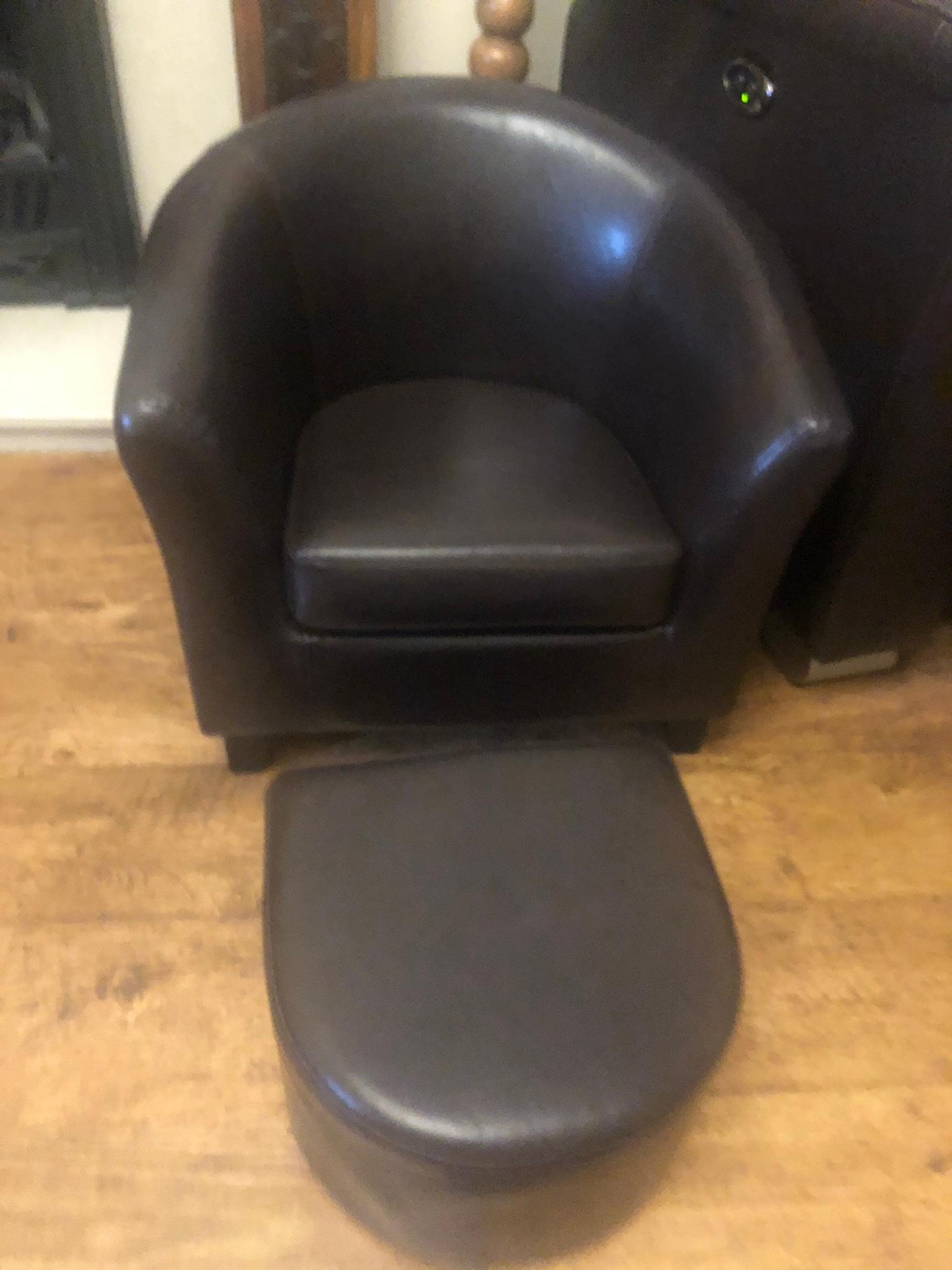 childrens leather chair and footstool