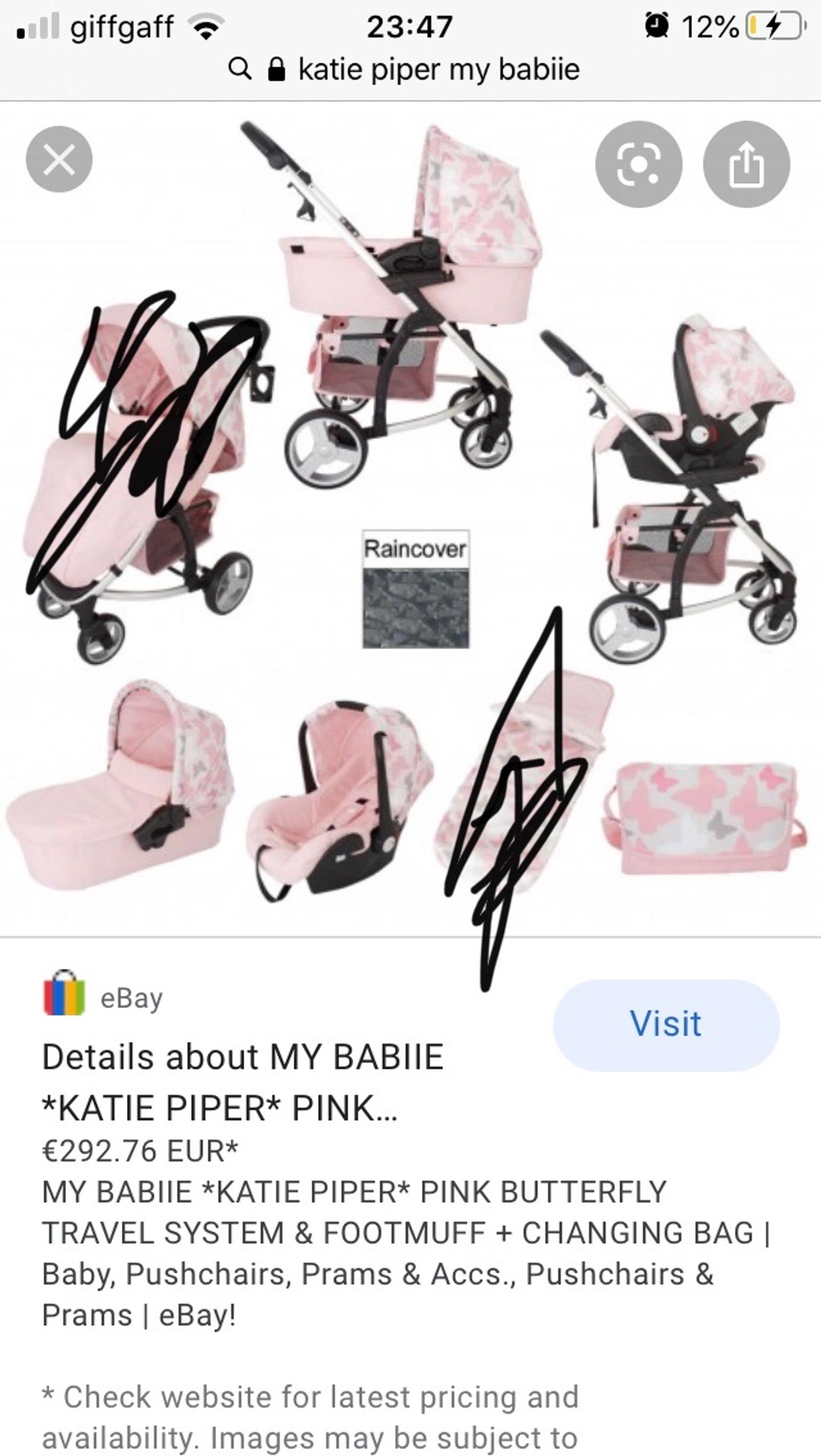 katie piper butterfly travel system