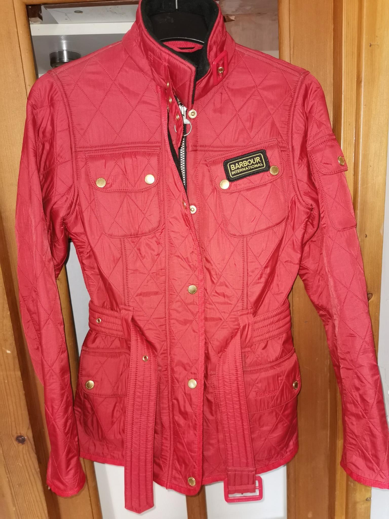 red barbour jacket