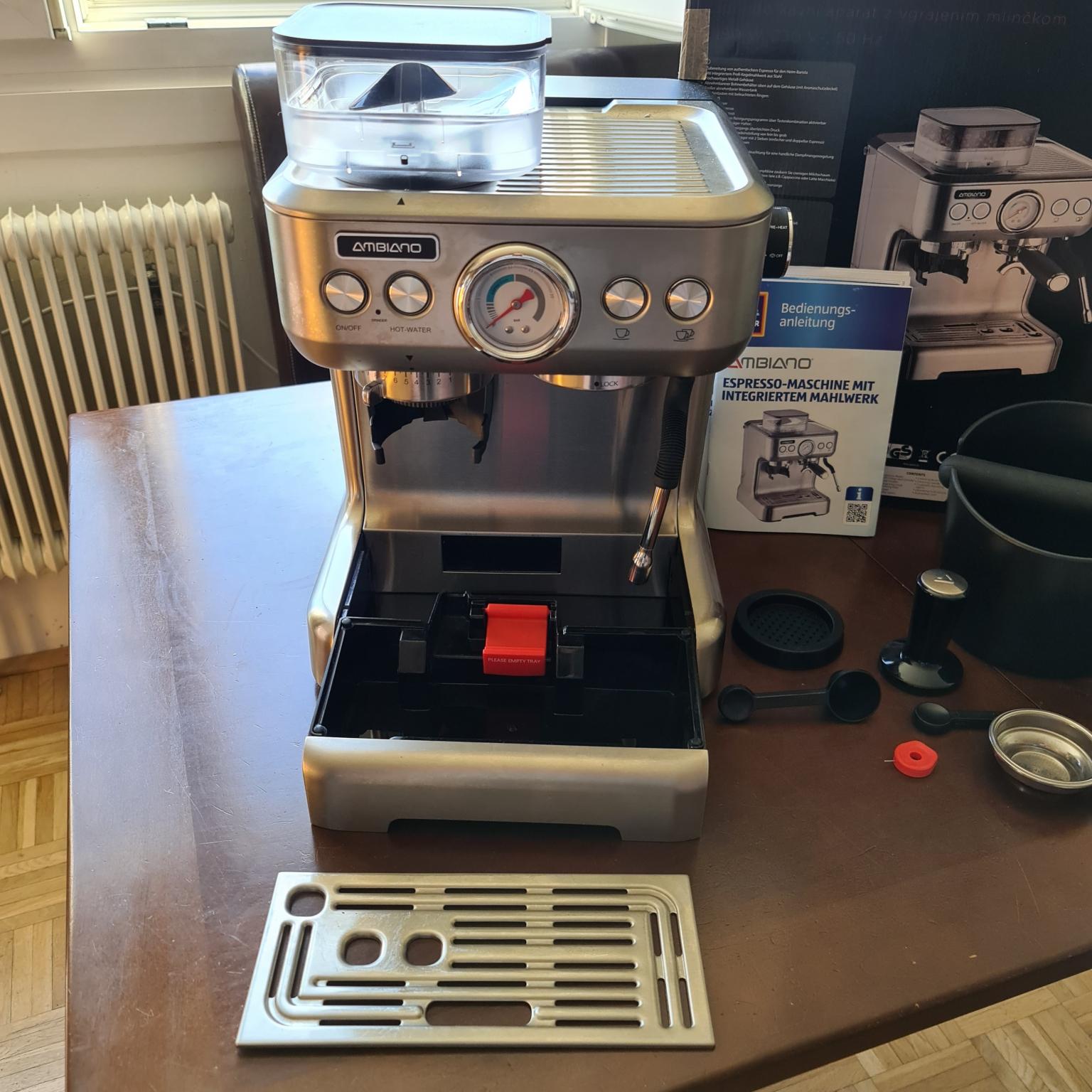 Ambiano espresso maschine mit integriertem mahlwerk